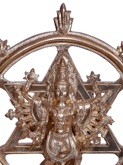 Sudarshan Chakrathalwar And Lord Narsimha (Back Side) | Decorative Bronze Idol | Bronze Statue For Temple