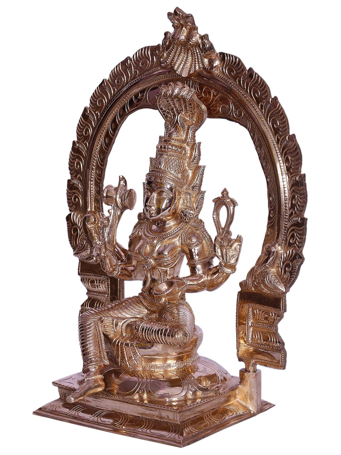 12" Goddess Mariamman (South India Durga) Bronze Statue with Arch | Handmade Idol | Goddess Statue