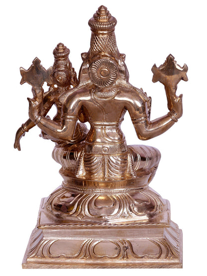 6" Lord Narsimha Bronze Statue with Goddess Lakshmi | Handmade Idol | Lord Narshimha Bronze Statue