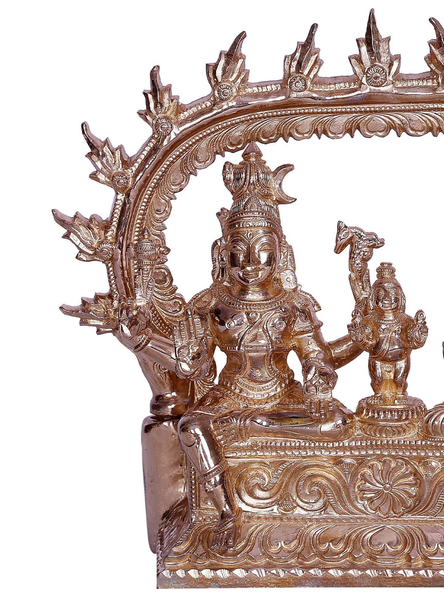 6" Small Lord Shiva and Parvati Seated on Throne | Handmade Idol | Lord Shiva Bronze Statue