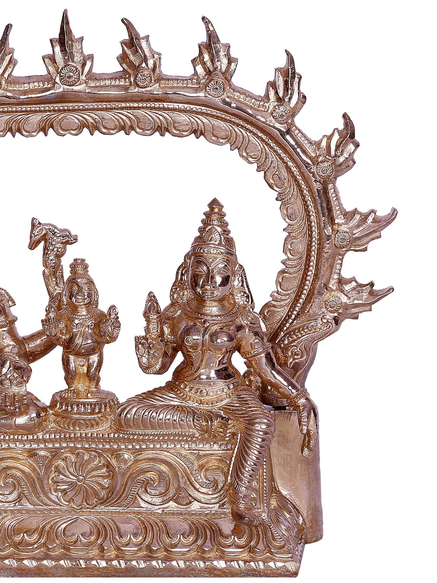 6" Small Lord Shiva and Parvati Seated on Throne | Handmade Idol | Lord Shiva Bronze Statue