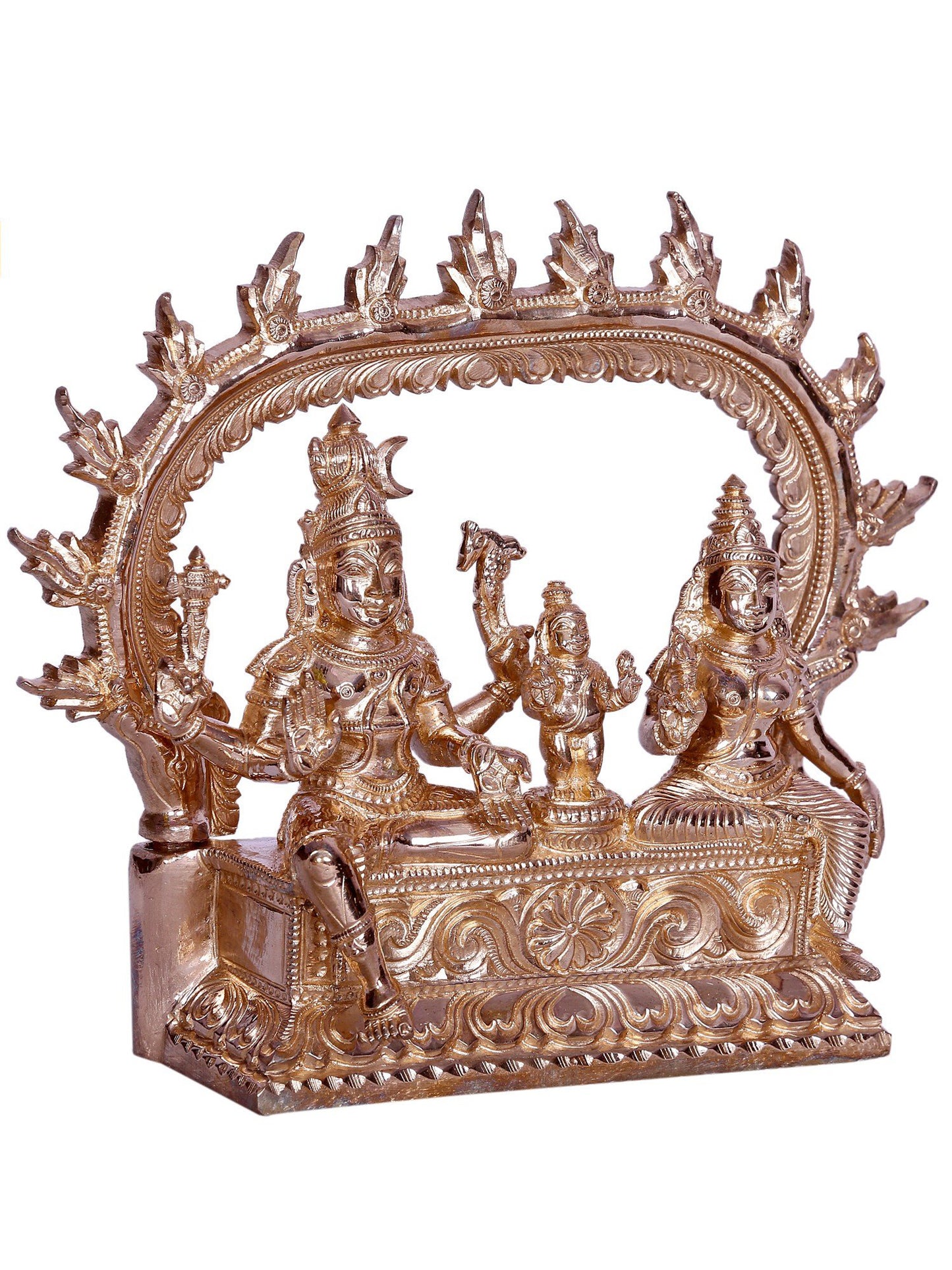 6" Small Lord Shiva and Parvati Seated on Throne | Handmade Idol | Lord Shiva Bronze Statue