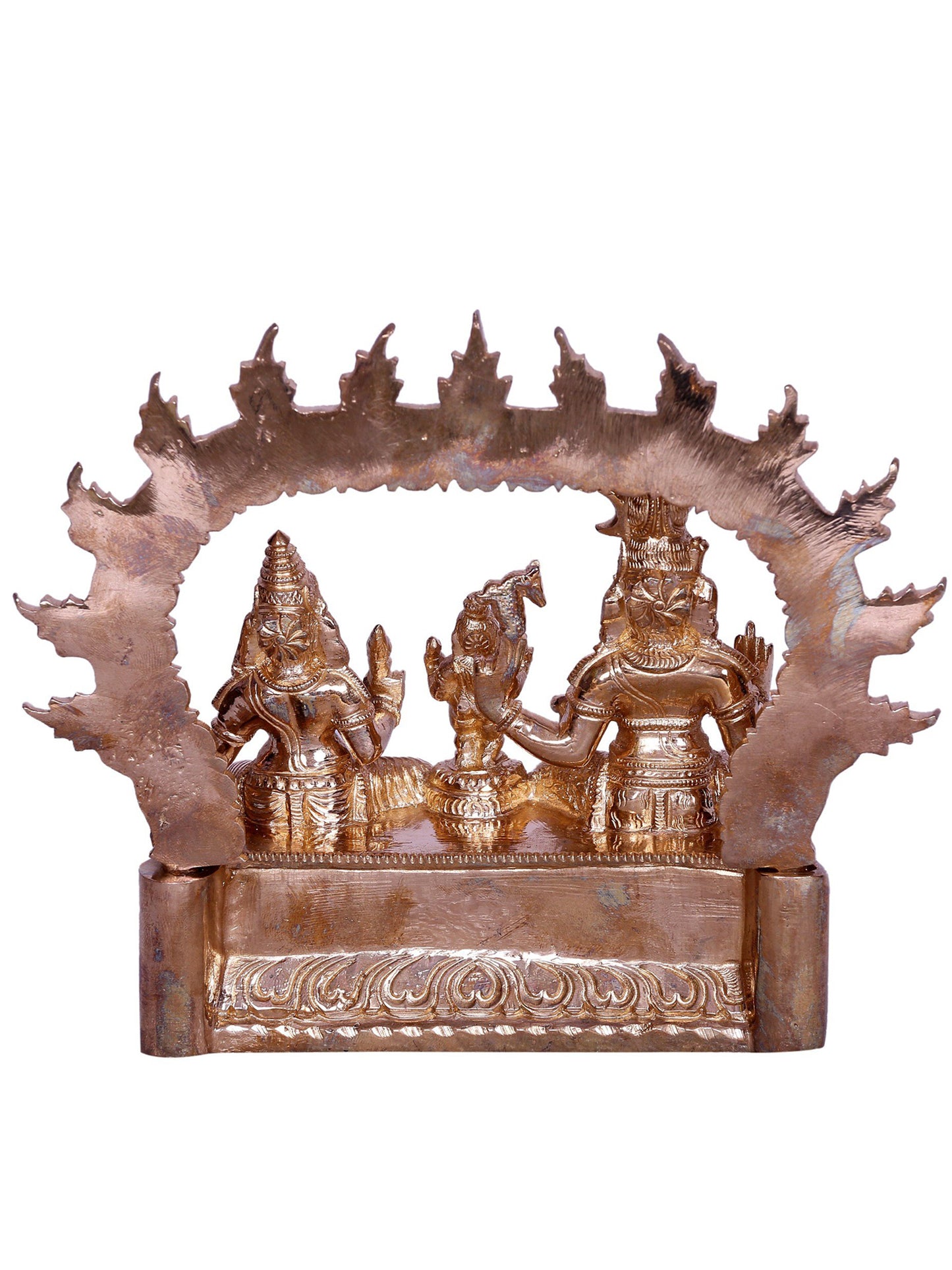 6" Small Lord Shiva and Parvati Seated on Throne | Handmade Idol | Lord Shiva Bronze Statue