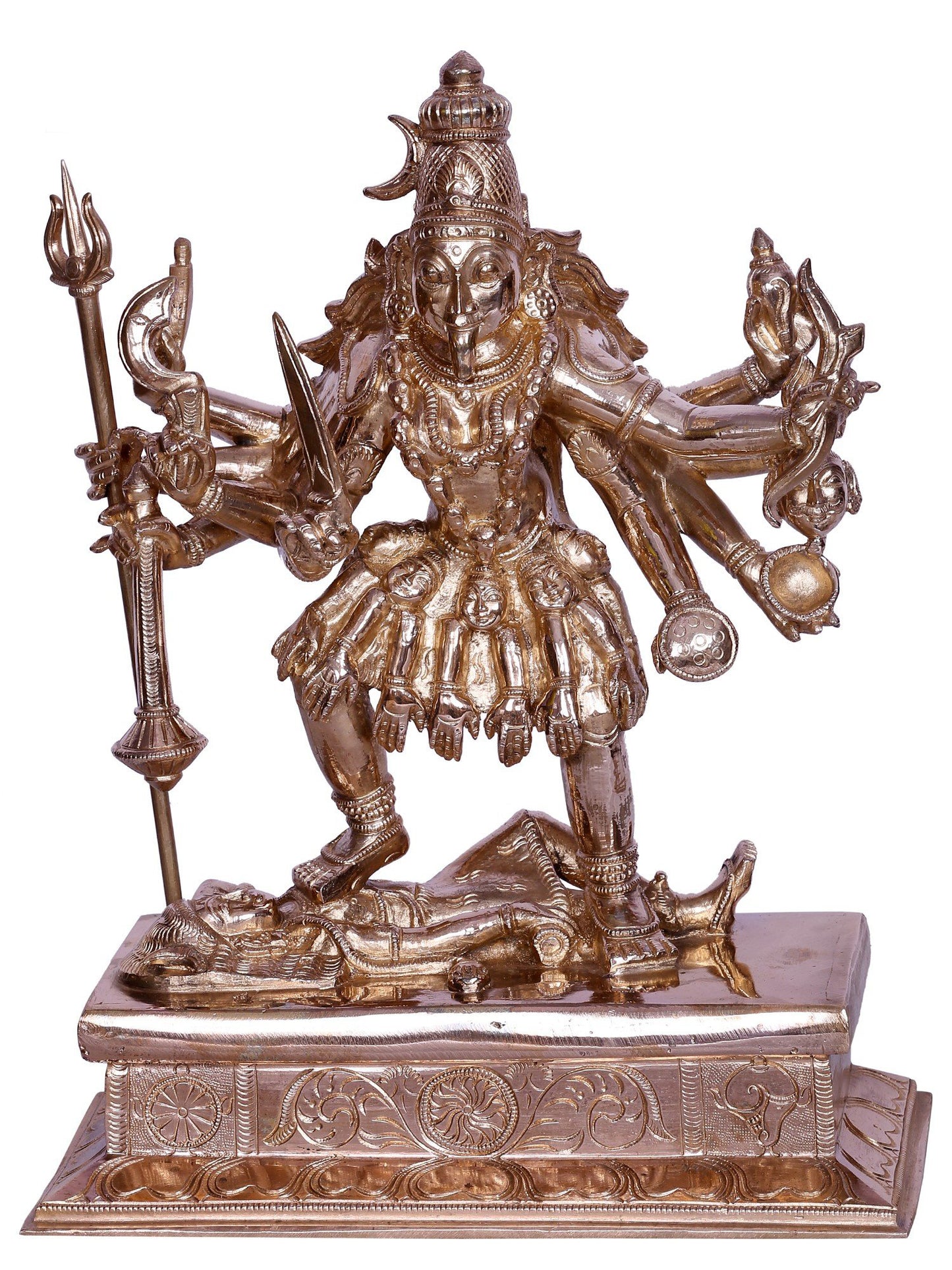 12" Ten Armed Goddess Kali | Handmade Idol | Goddess Kali Bronze Statue | Bronze Figurine