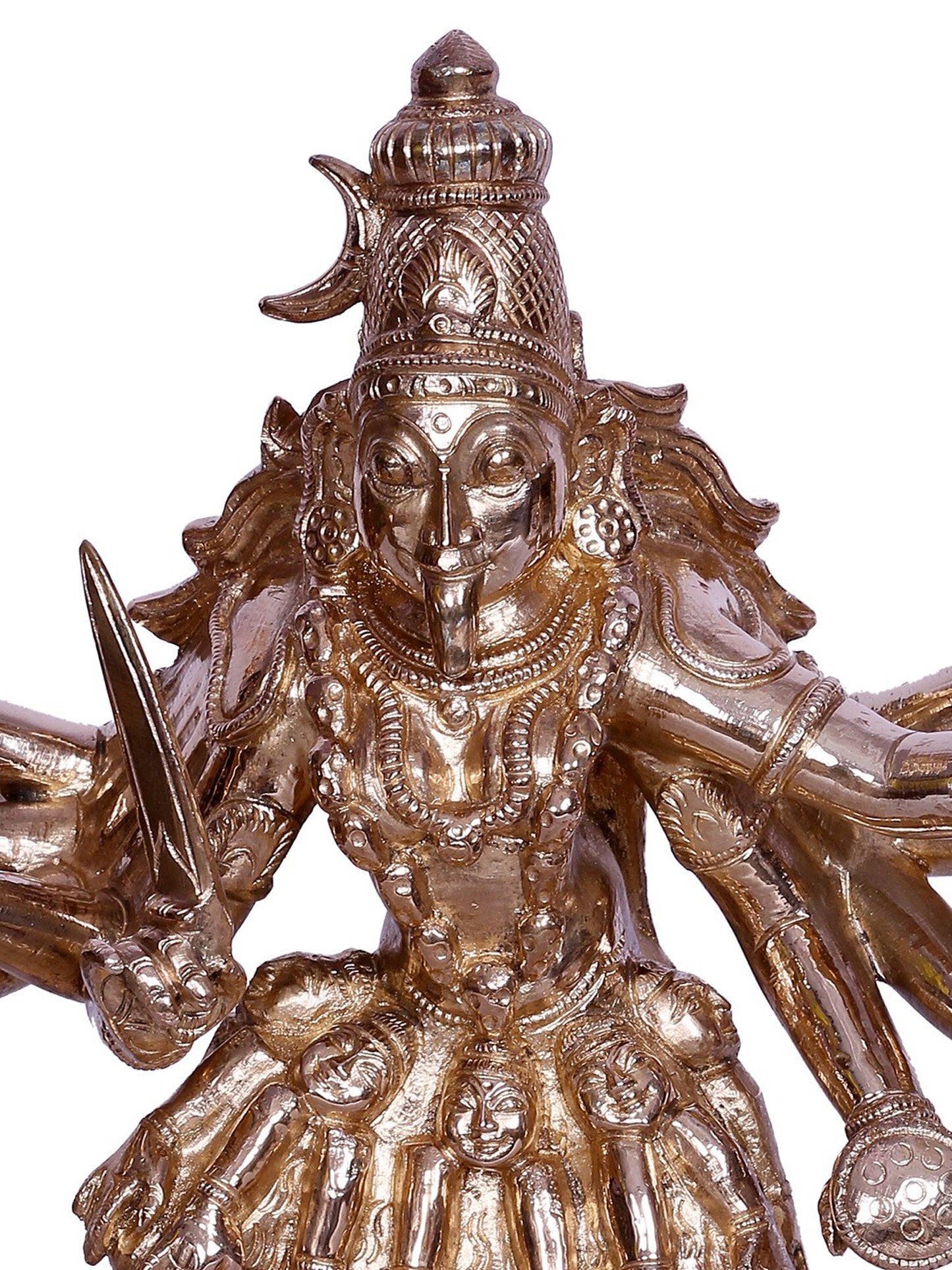 12" Ten Armed Goddess Kali | Handmade Idol | Goddess Kali Bronze Statue | Bronze Figurine