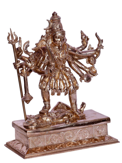 12" Ten Armed Goddess Kali | Handmade Idol | Goddess Kali Bronze Statue | Bronze Figurine