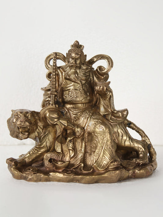 5" Bronze King Sitting on Lion | Handmade | Bronze Sculpture