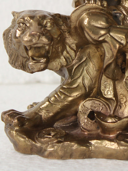 5" Bronze King Sitting on Lion | Handmade | Bronze Sculpture