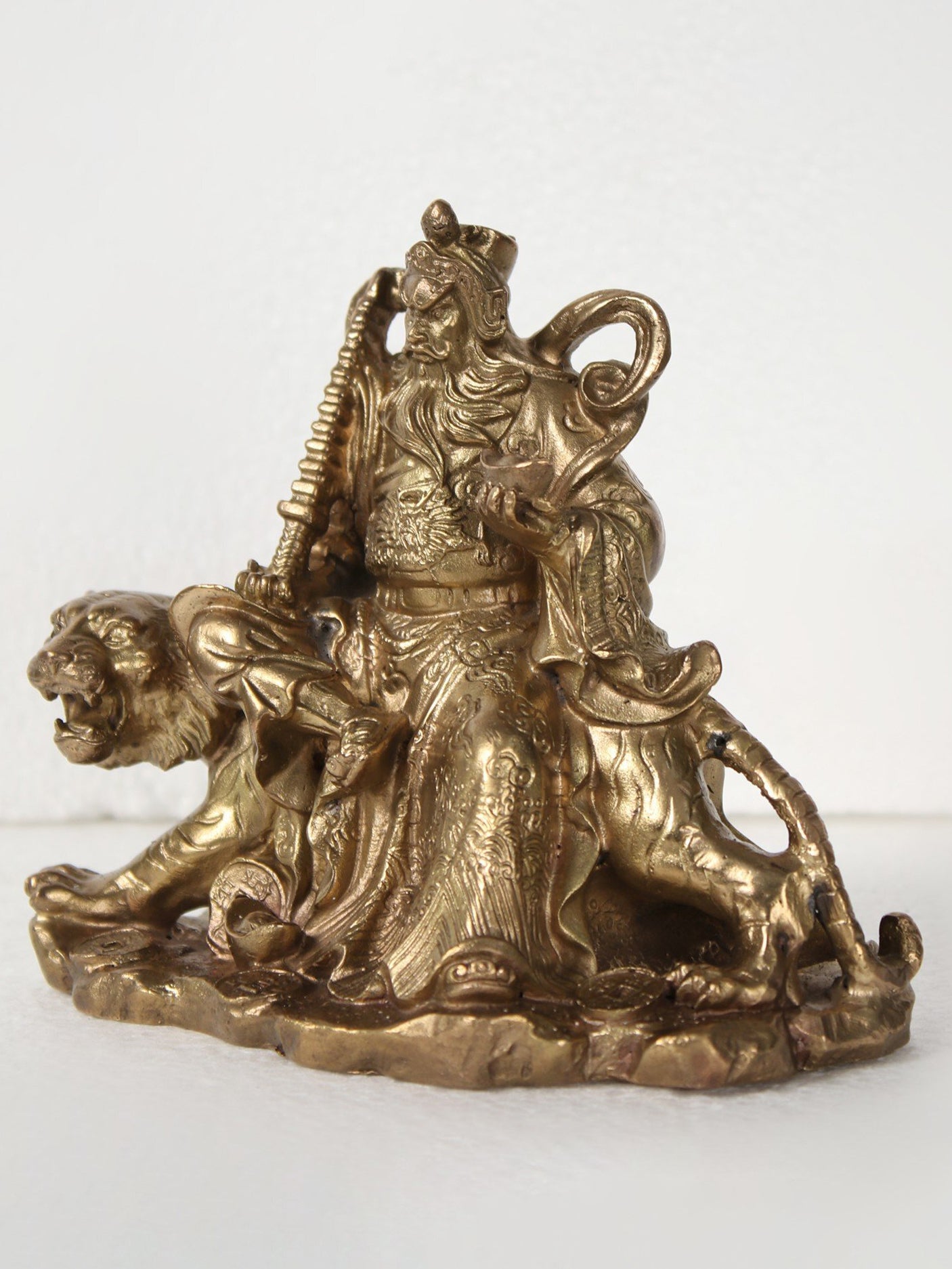 5" Bronze King Sitting on Lion | Handmade | Bronze Sculpture