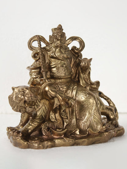 5" Bronze King Sitting on Lion | Handmade | Bronze Sculpture