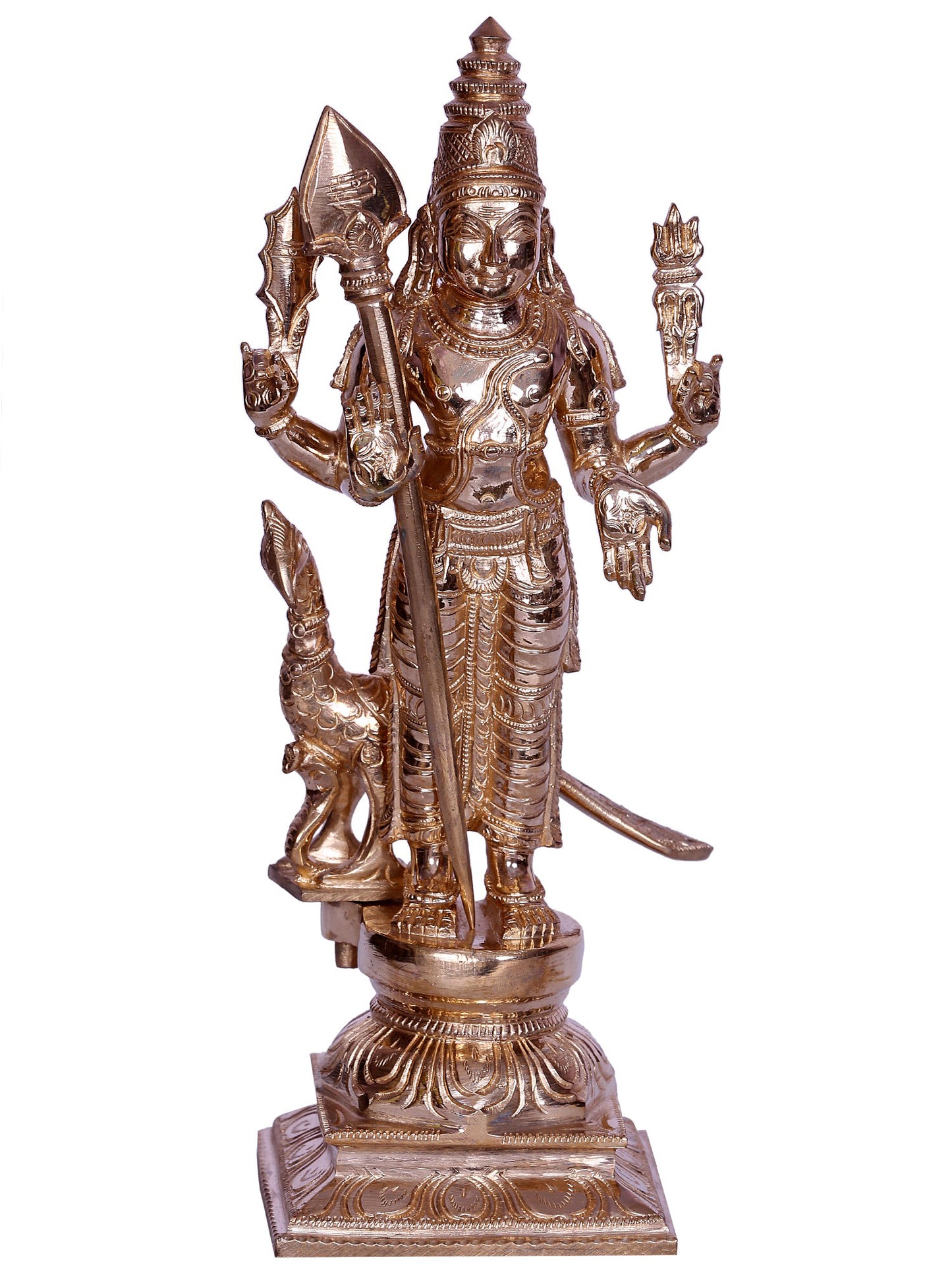 10" Hindu God Subramanya (Kartikeya)   | Handmade | Bronze Sculpture