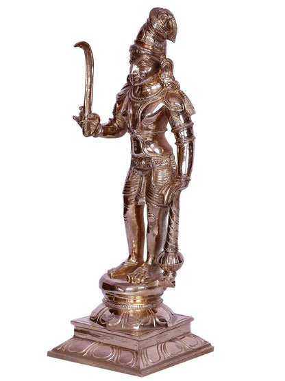 12" Tamil Deity Madurai Veeran With Gada |   Handmade | Bronze Sculpture