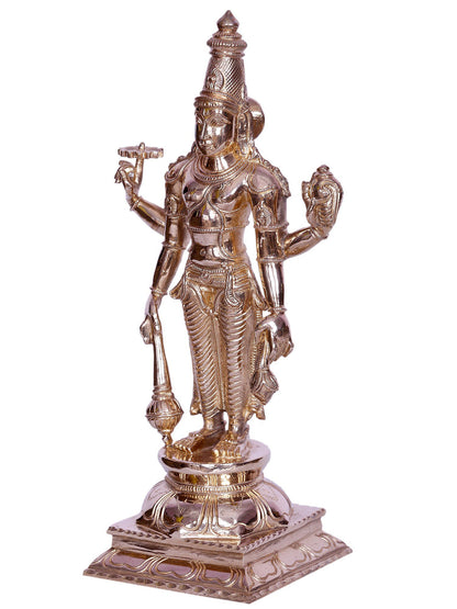 12" Hindu God Satyanarayana (Vishnu) Bronze Statue | Handmade