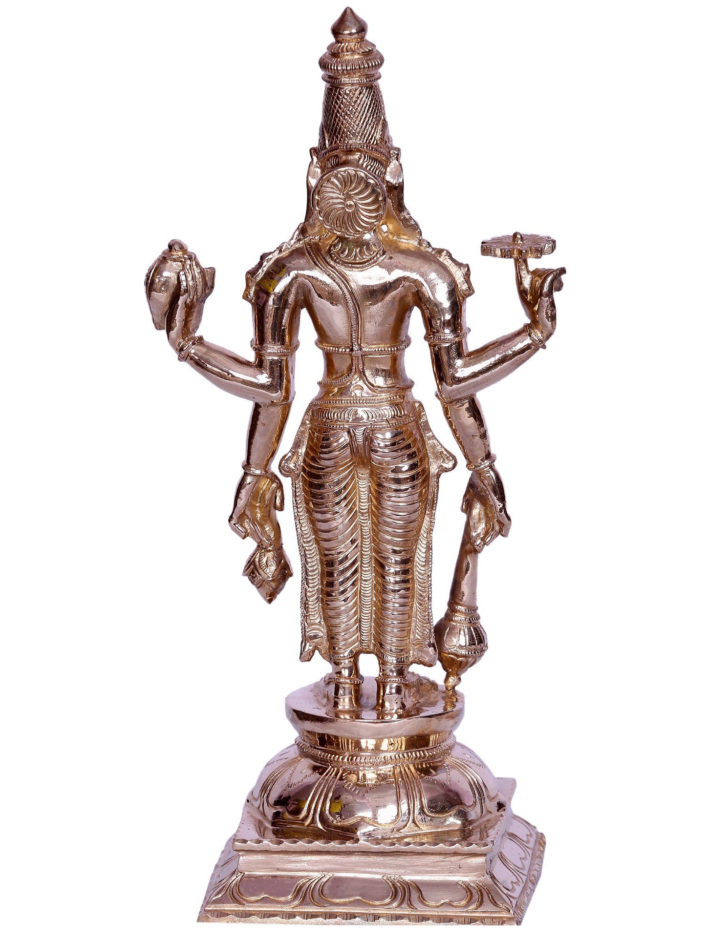 12" Hindu God Satyanarayana (Vishnu) Bronze Statue | Handmade