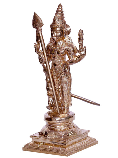 13" Hindu God Subramanya (Murugan) Bronze Figurine | Handmade