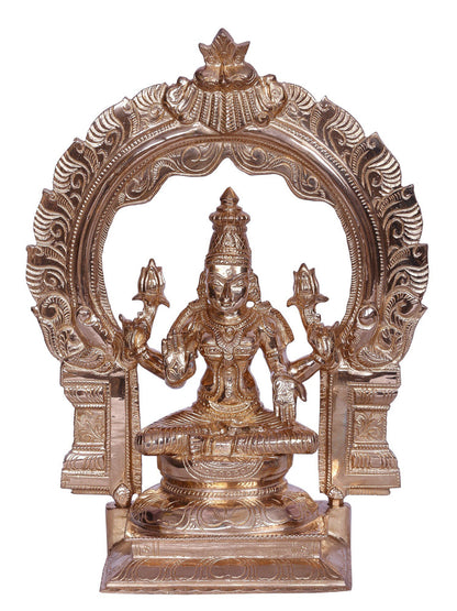 Goddess Lakshmi Bronze Statue - Goddess Of Wealth With Arch | Decorative Bronze Idol | Bronze Statue For Temple