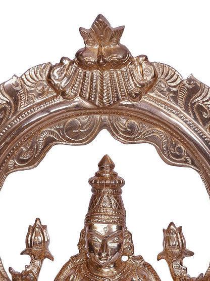 Goddess Lakshmi Bronze Statue - Goddess Of Wealth With Arch | Decorative Bronze Idol | Bronze Statue For Temple