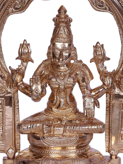 Goddess Lakshmi Bronze Statue - Goddess Of Wealth With Arch | Decorative Bronze Idol | Bronze Statue For Temple