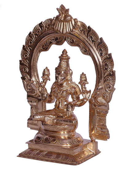 Goddess Lakshmi Bronze Statue - Goddess Of Wealth With Arch | Decorative Bronze Idol | Bronze Statue For Temple