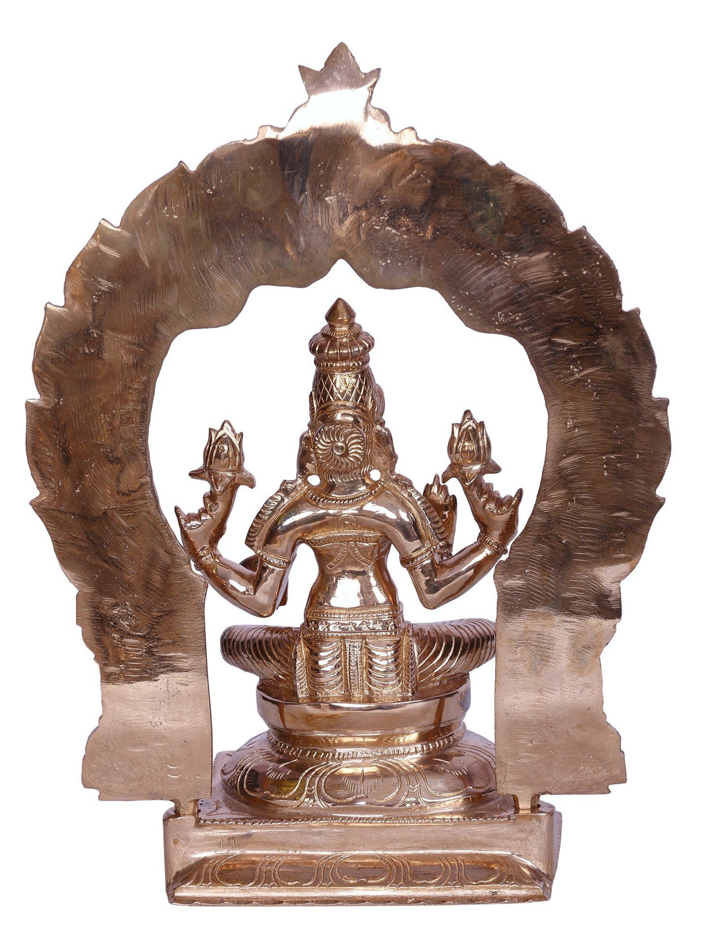 Goddess Lakshmi Bronze Statue - Goddess Of Wealth With Arch | Decorative Bronze Idol | Bronze Statue For Temple