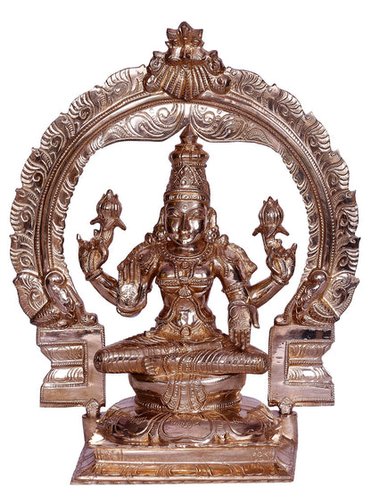 Goddess Lakshmi Bronze Statue - Goddess Of Wealth With Arch | Decorative Bronze Idol | Bronze Statue For Temple