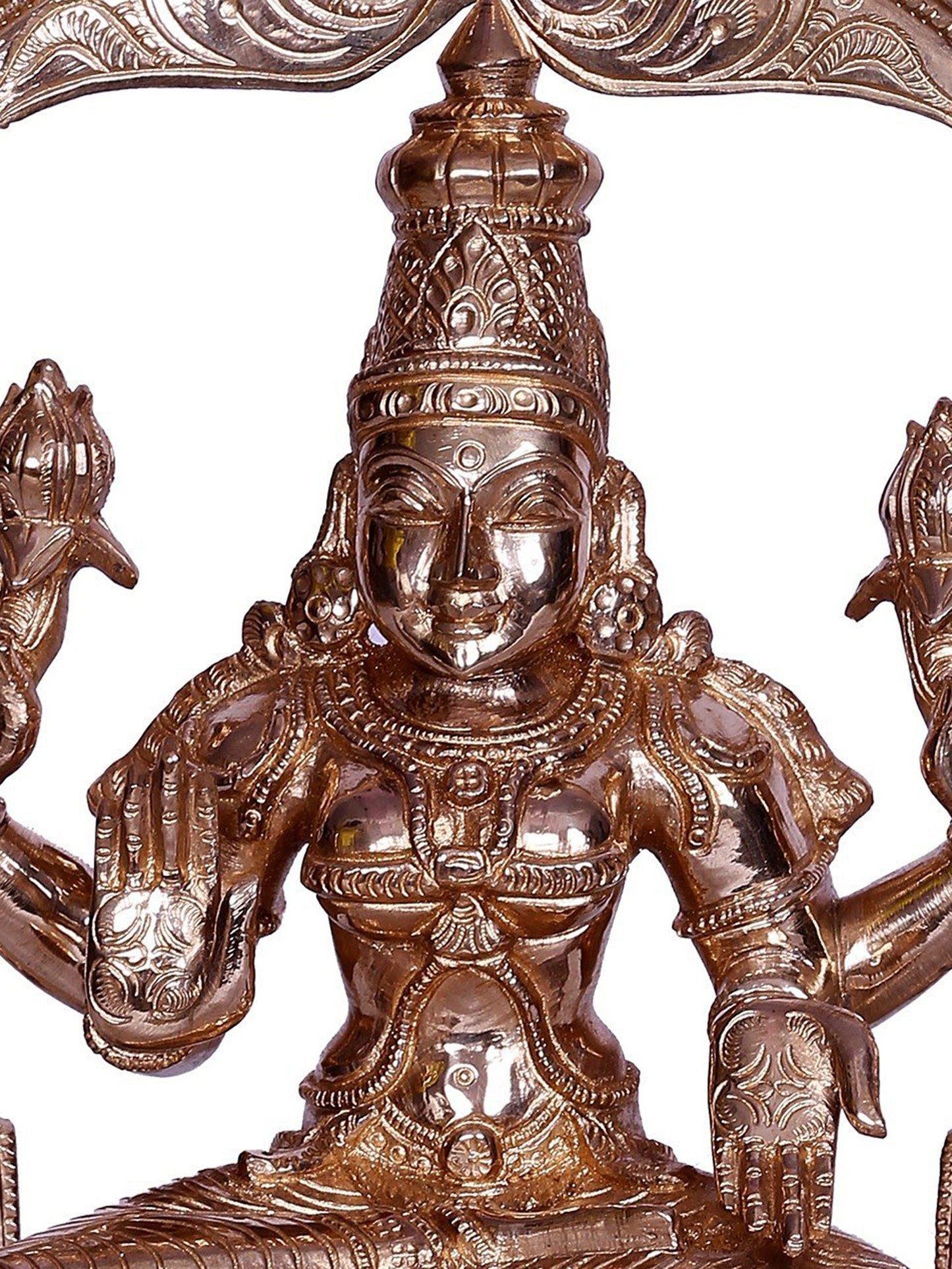 Goddess Lakshmi Bronze Statue - Goddess Of Wealth With Arch | Decorative Bronze Idol | Bronze Statue For Temple