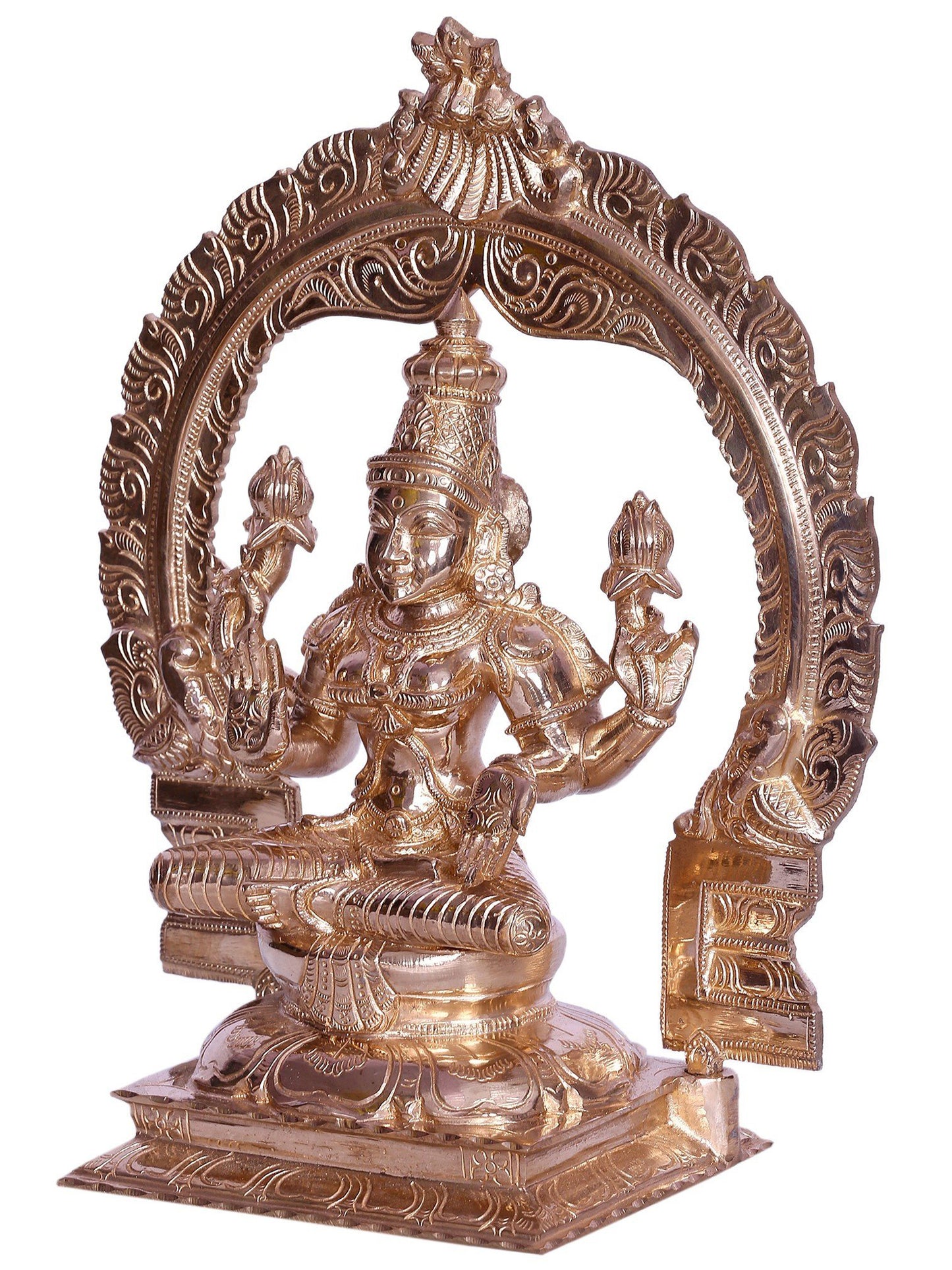 Goddess Lakshmi Bronze Statue - Goddess Of Wealth With Arch | Decorative Bronze Idol | Bronze Statue For Temple