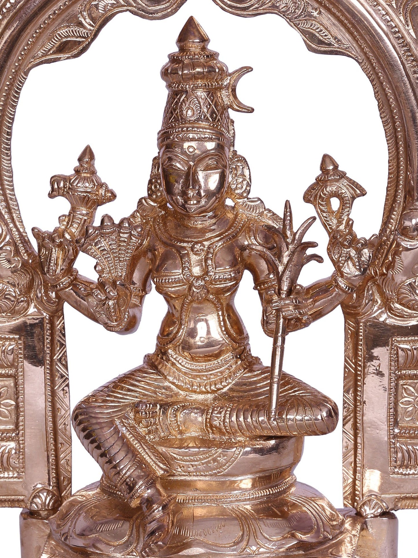 10" Hindu Goddess Rajarajeshwari Bronze Statue with Arch | Handmade