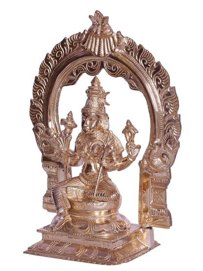 10" Hindu Goddess Rajarajeshwari Bronze Statue with Arch | Handmade