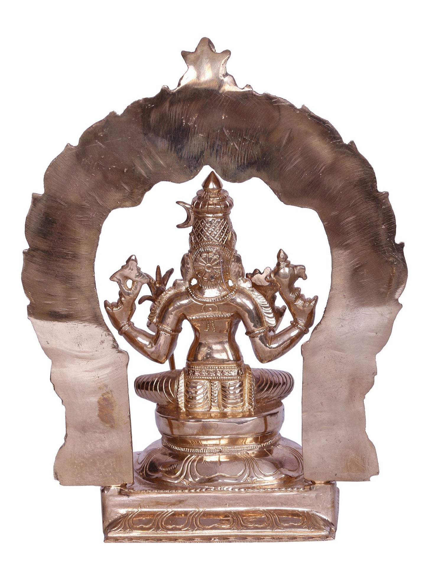 10" Hindu Goddess Rajarajeshwari Bronze Statue with Arch | Handmade