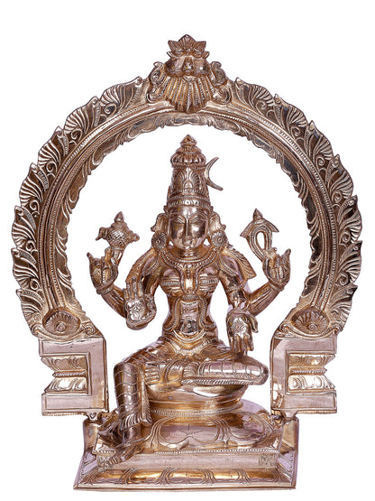 12" Hindu Goddess Bhuvaneshvari Bronze Statue with Arch | Handmade