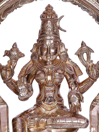 12" Hindu Goddess Bhuvaneshvari Bronze Statue with Arch | Handmade