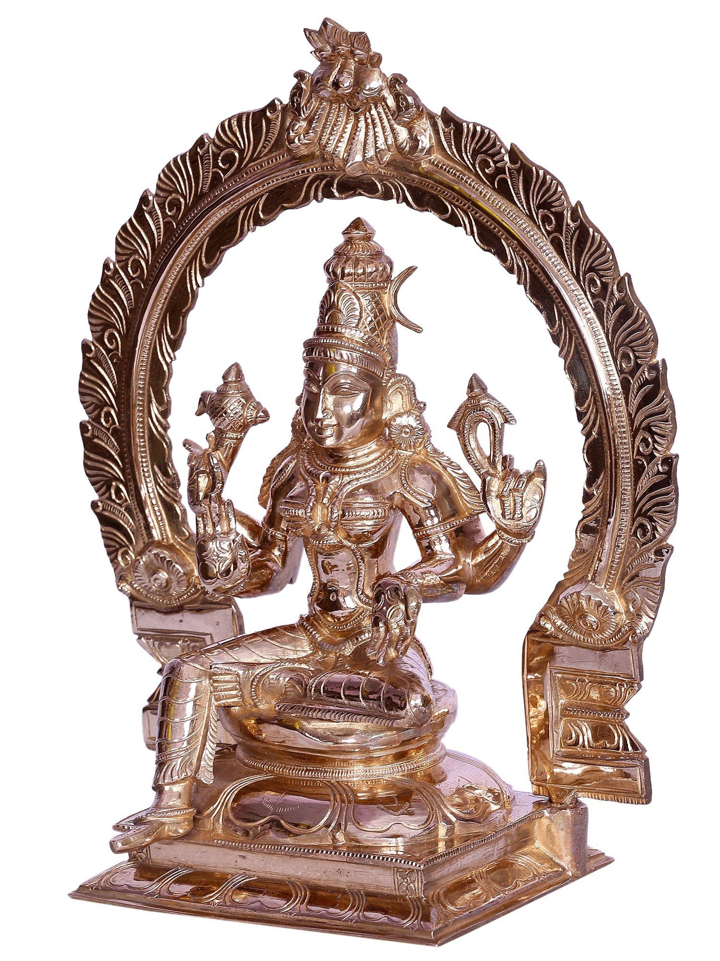 12" Hindu Goddess Bhuvaneshvari Bronze Statue with Arch | Handmade