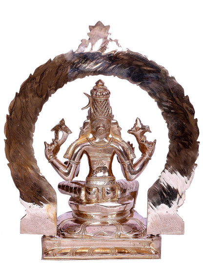 12" Hindu Goddess Bhuvaneshvari Bronze Statue with Arch | Handmade