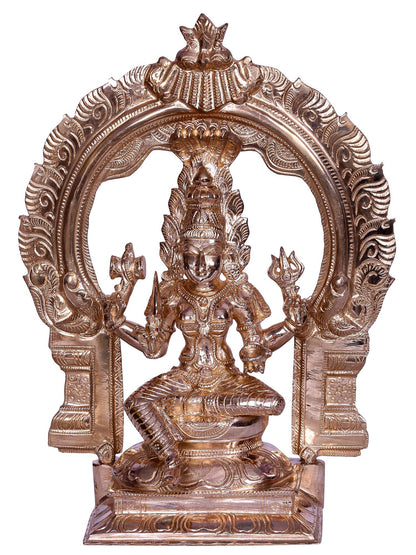 10" Hindu Goddess Mariamman Bronze Sculpture with Arch | Handmade