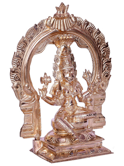 10" Hindu Goddess Mariamman Bronze Sculpture with Arch | Handmade