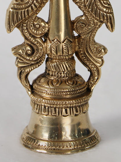 5" Brass Peacock Design Ritual Bell For Temple | Handmade Brass Bell For Gifting