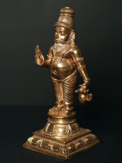 9" Bronze Statue Of The Great Siddha Guru Agastya Muni With Kamandal | Bronze Statue