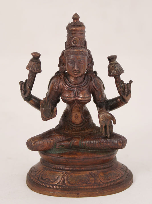 3" Goddess Lakshmi Idol Seated On Oval Base | Decorative Bronze Idol | Bronze Statue For Temple