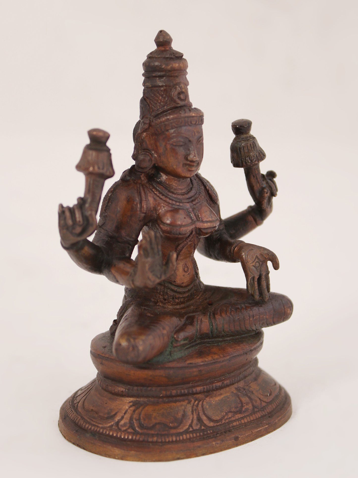 3" Goddess Lakshmi Idol Seated On Oval Base | Decorative Bronze Idol | Bronze Statue For Temple