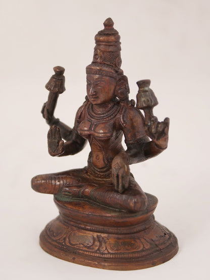 3" Goddess Lakshmi Idol Seated On Oval Base | Decorative Bronze Idol | Bronze Statue For Temple