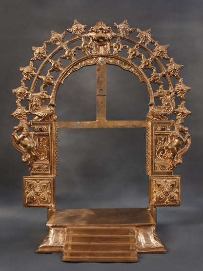 17" Royal Arch Singhasana in Bronze | The Bronze Throne For God And Goddess | Bronze Statue