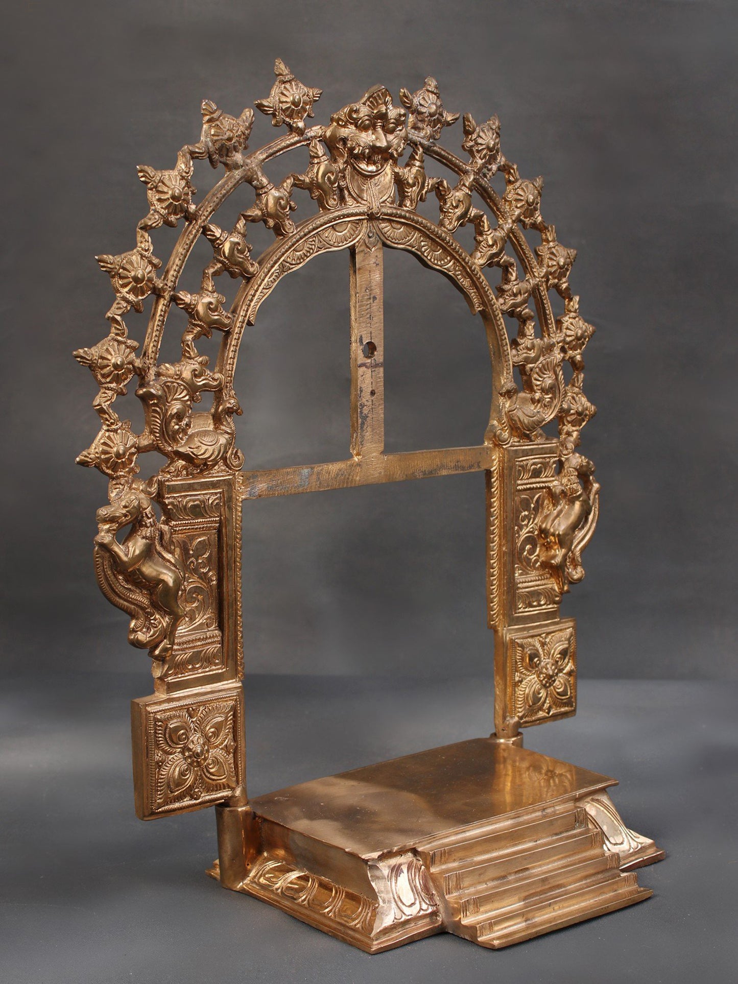 17" Royal Arch Singhasana in Bronze | The Bronze Throne For God And Goddess | Bronze Statue