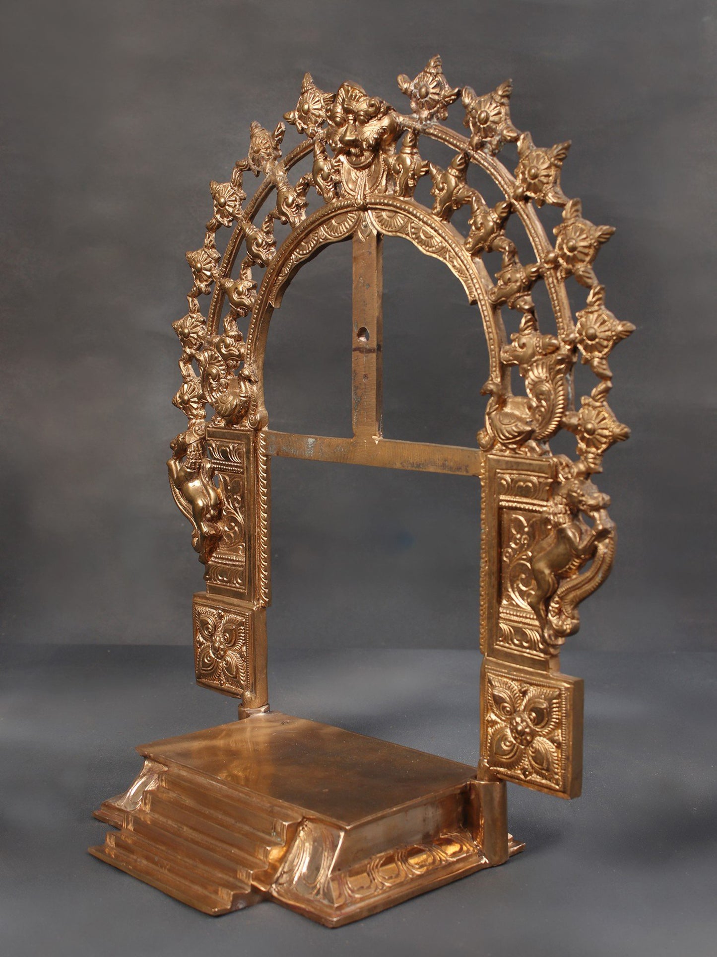 17" Royal Arch Singhasana in Bronze | The Bronze Throne For God And Goddess | Bronze Statue