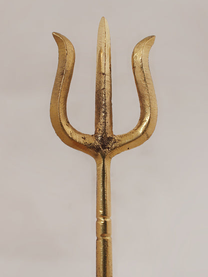 6" Brass Ritual Trishul Of Lord Shiva | Handmade Brass Item For Temple