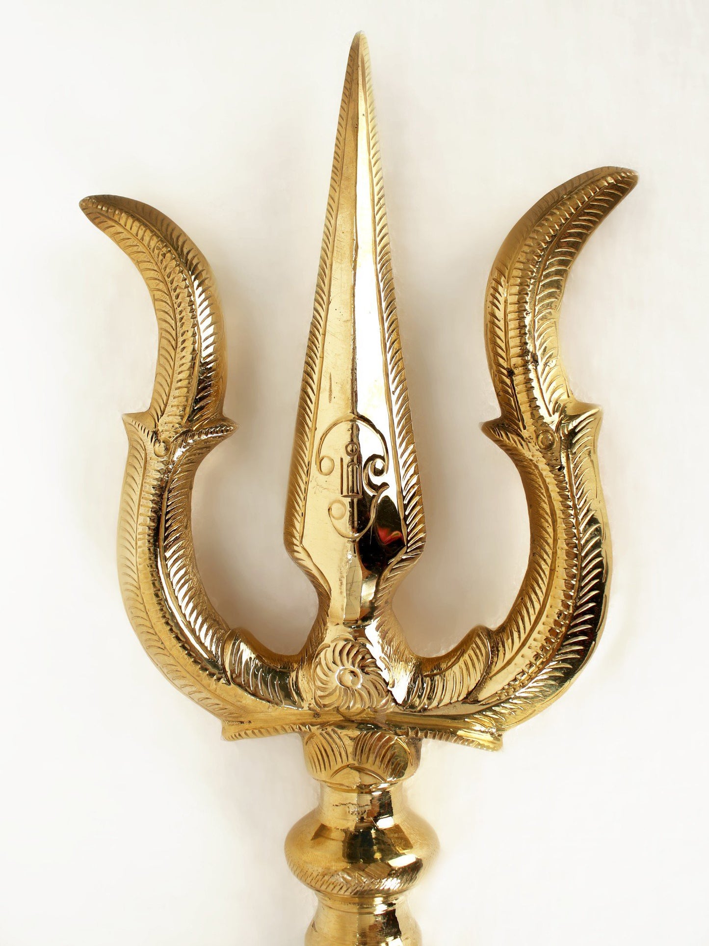 61'' Large Trident With Tamil Om | Handmade Brass Item For Temple