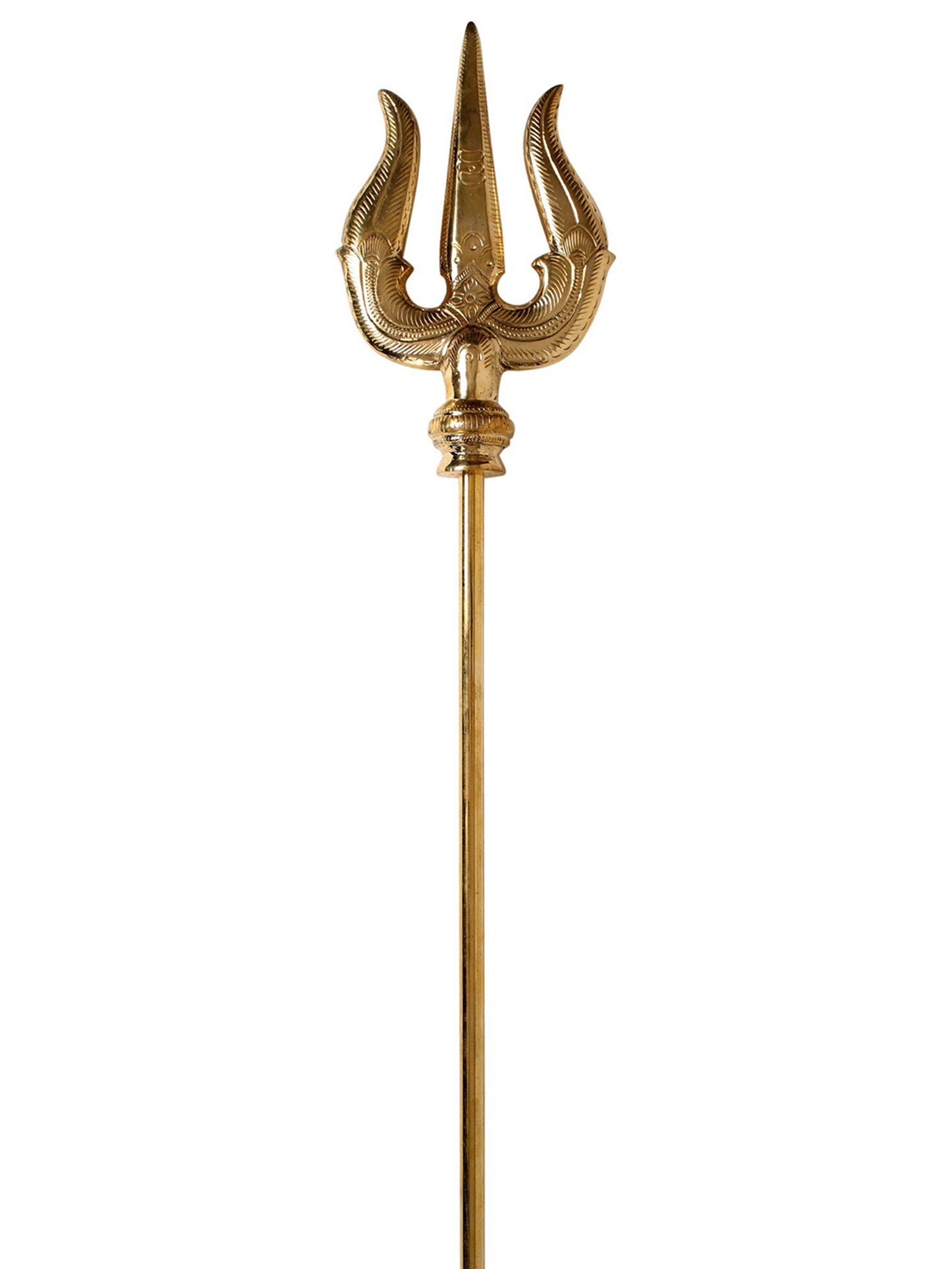 60" Large Size Lord Shiva'S Brass Trishul With Tilak | Handmade Brass Item For Temple