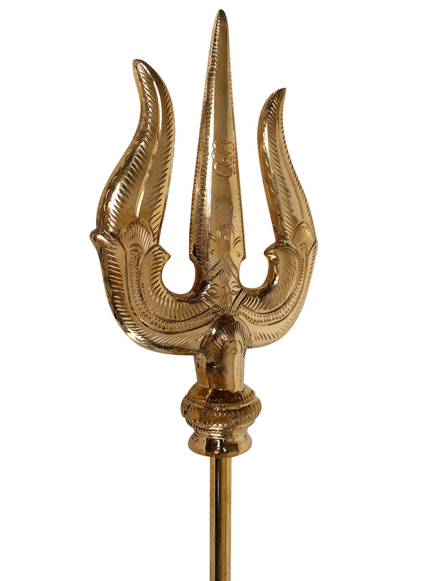 60" Large Size Lord Shiva'S Brass Trishul With Tilak | Handmade Brass Item For Temple