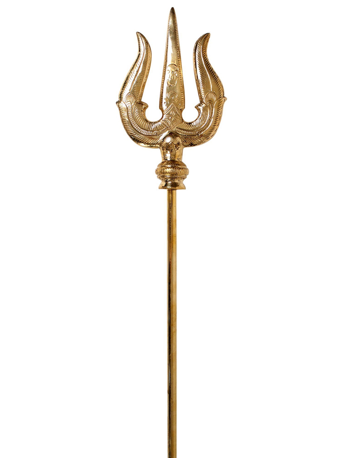 60" Large Size Lord Shiva'S Brass Trishul With Tilak | Handmade Brass Item For Temple