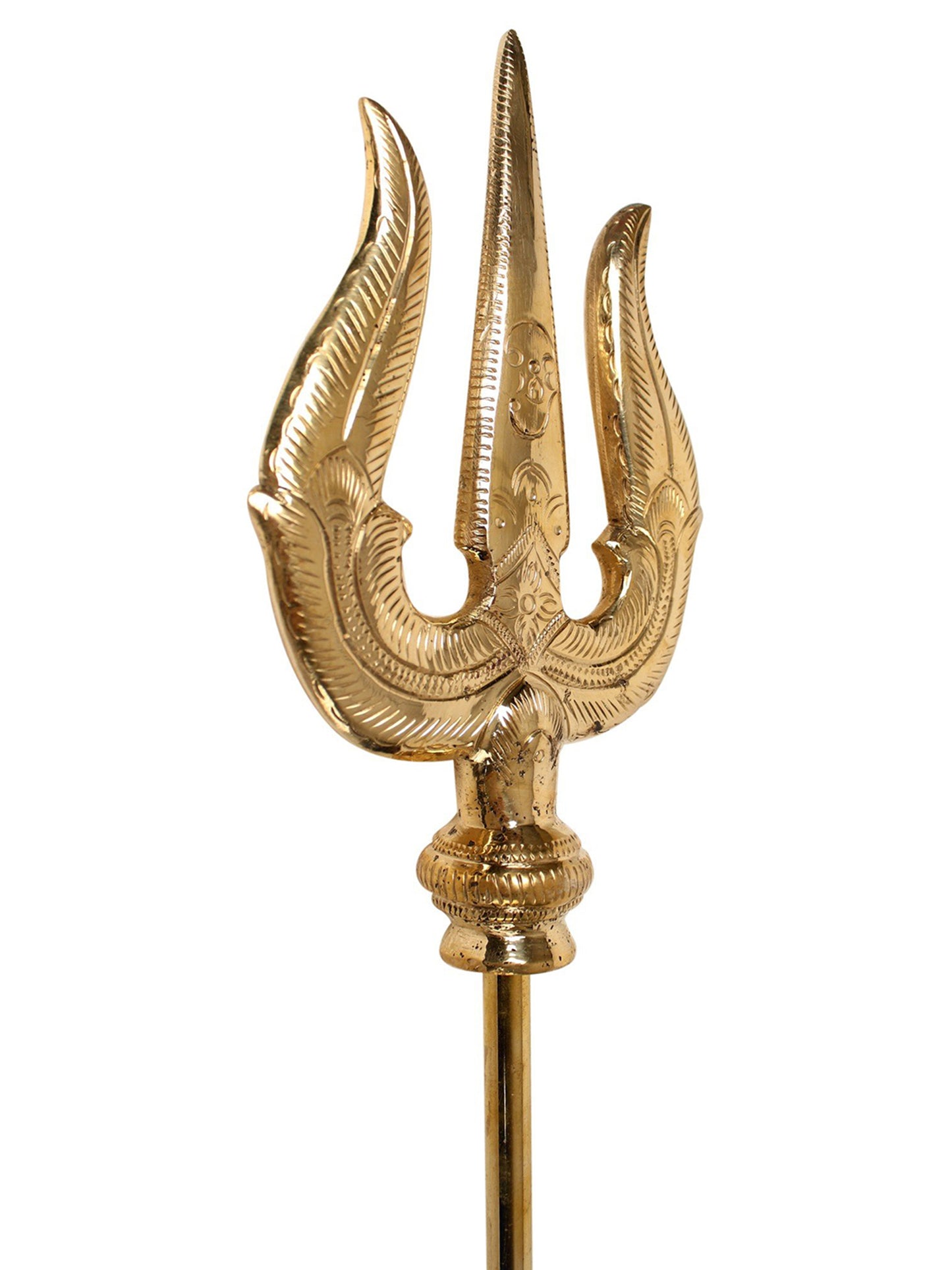 60" Large Size Lord Shiva'S Brass Trishul With Tilak | Handmade Brass Item For Temple